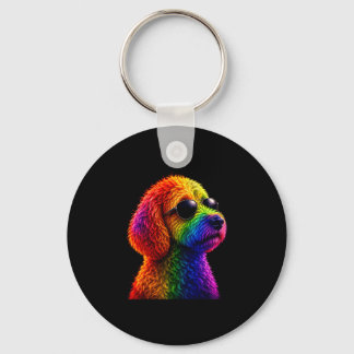 Lgbt rainbow goldendoodle with sunglasses gay キーホルダー