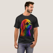 Lgbt rainbow goldendoodle with sunglasses gay tシャツ (正面フル)
