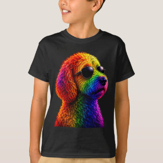 Lgbt rainbow goldendoodle with sunglasses gay tシャツ