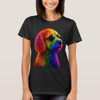 Lgbt rainbow goldendoodle with sunglasses gay tシャツ