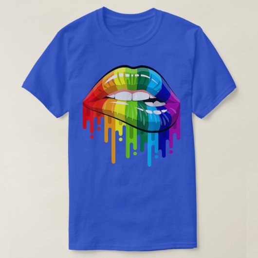LGBT Rainbow Lipsプライドゲイ，ホモセクシャル，レズビアンT Tシャツ (デザイン正面)