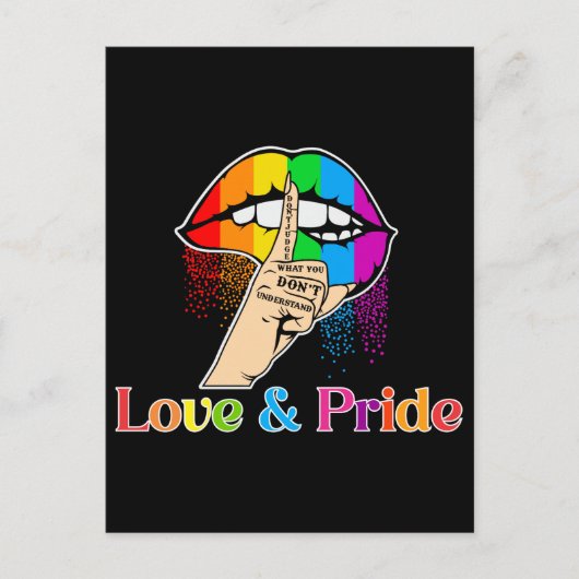 Lgbt Rainbow Lips，愛とプライドLgbt ポストカード (正面)