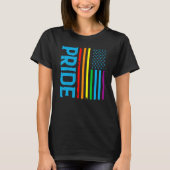 LGBT Rainbow Pride US American Flag Patriotic Coup Tシャツ (正面)