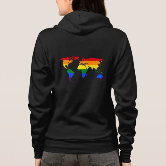 LGBT rainbow pride world map  パーカ (裏面)