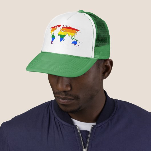 LGBT rainbow pride world map Hat キャップ (インサイチュ)