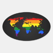 LGBT rainbow pride world map Stickers 楕円形シール (正面)