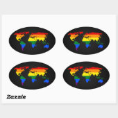 LGBT rainbow pride world map Stickers 楕円形シール (シート)