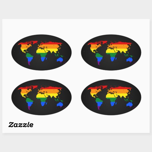 LGBT rainbow pride world map Stickers 楕円形シール (シート)