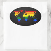 LGBT rainbow pride world map Stickers 楕円形シール (バッグ)
