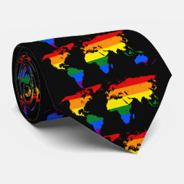 LGBT Rainbow World Map Neck Tie ネクタイ