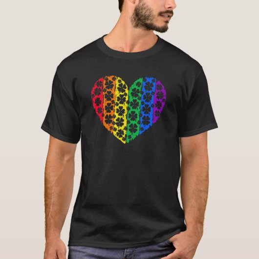 LGBT Shamrock Heart Rainbow St Patricks Day Gay Pr Tシャツ (正面)