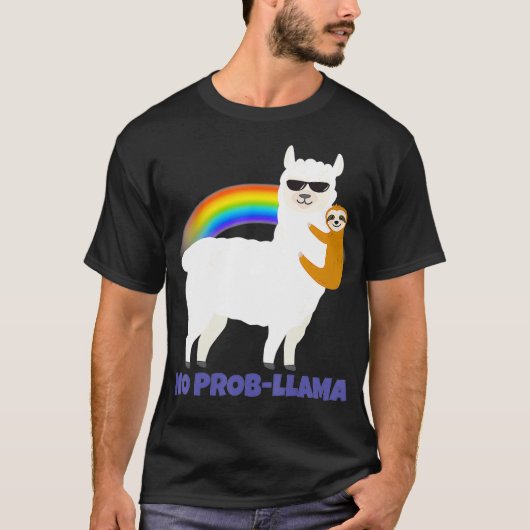 LGBT Sloth Riding Llama Rainbow Alpaca No Prob Tシャツ (正面)