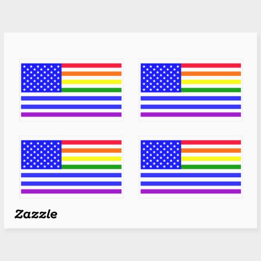 Lgbt USA国旗 長方形シール (シート)