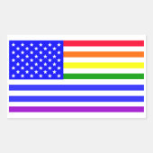 Lgbt USA国旗 長方形シール (正面)