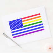Lgbt USA国旗 長方形シール (封筒)
