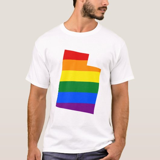LGBT Utah，米国の州旗の地図Tシャツ Tシャツ (正面)
