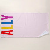 LGBTG Community Diversity Equityへのピンクの同盟国 ビーチタオル (正面)