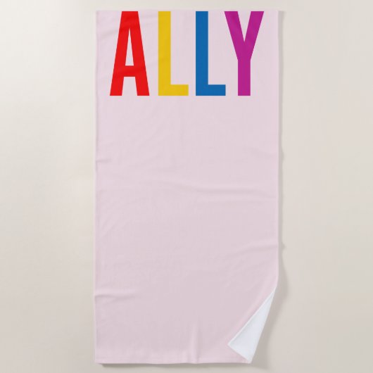 LGBTG Community Diversity Equityへのピンクの同盟国 ビーチタオル (正面)