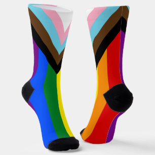 LGBTQとプライドソックス – レインボープログレス国旗 ソックス
