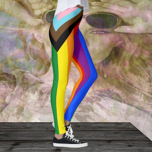 LGBTQとプライドレギンス – レインボープログレス国旗 レギンス