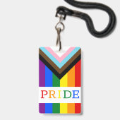 LGBTQとプライド – レインボープログレスフラッグバッジ バッジ (Front with Lanyard)