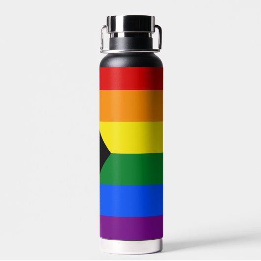 LGBTQとプライド – レインボープログレス国旗 ウォーターボトル (背面)