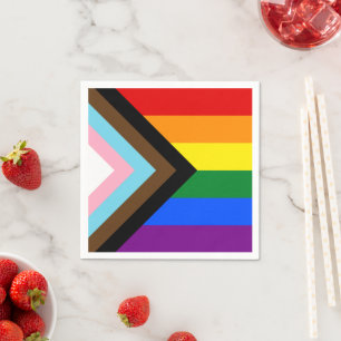 LGBTQとプライド – レインボープログレス国旗 スタンダードカクテルナプキン