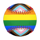 LGBTQとプライド – レインボープログレス国旗/スポーツ 野球ボール (正面)