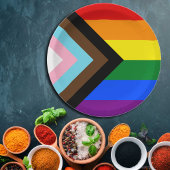 LGBTQとプライド – レインボープログレス国旗 ペーパープレート