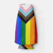 LGBTQとプライド – レインボープログレス国旗 ボトルクーラー (正面)