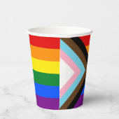 LGBTQとプライド – レインボープログレス国旗 紙コップ (右)