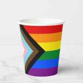 LGBTQとプライド – レインボープログレス国旗 紙コップ (正面)
