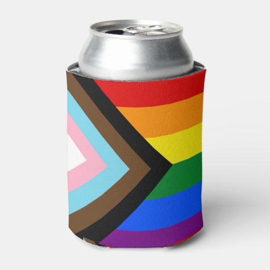 LGBTQとプライド – レインボープログレス国旗 缶クーラー (缶正面)