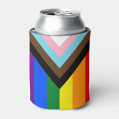 LGBTQとプライド – レインボープログレス国旗 缶クーラー (缶正面)