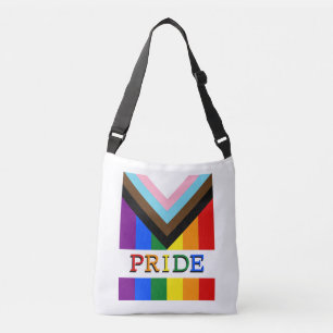 LGBTQとプライド – レインボープログレス旗ファッション クロスボディバッグ