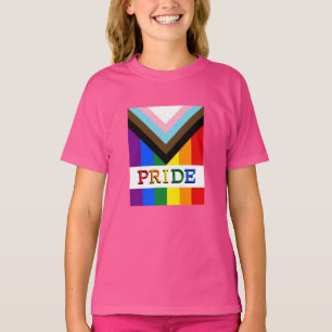 LGBTQとプライド – レインボー進歩フラッグキッズ Tシャツ