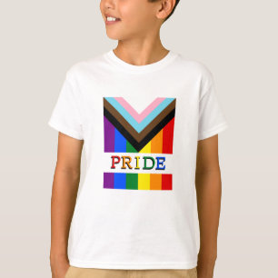 LGBTQとプライド – レインボー進歩フラッグキッズ Tシャツ