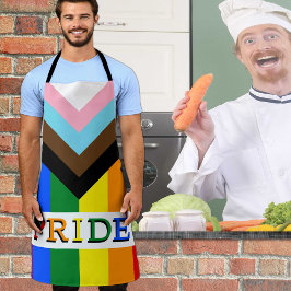 LGBTQとプライド- Rainbow Progress Flag Chef's エプロン