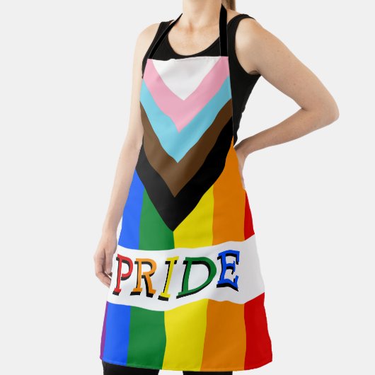 LGBTQとプライド- Rainbow Progress Flag Chef's エプロン (インサイチュ)