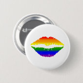 LGBTQのキスの唇の虹 缶バッジ (正面&裏面)