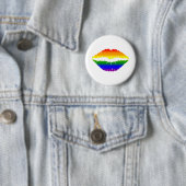 LGBTQのキスの唇の虹 缶バッジ (インサイチュ)