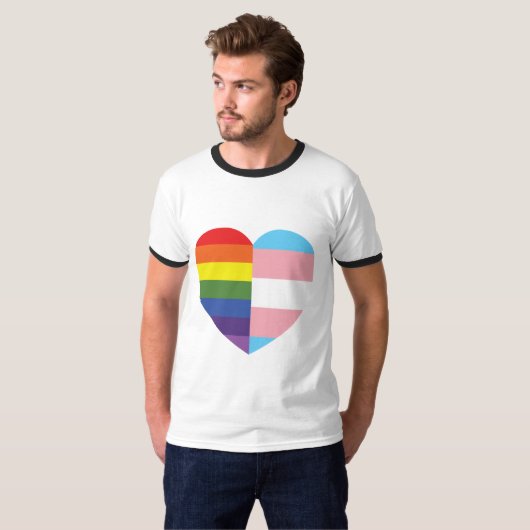 LGBTQのハート Tシャツ (正面フル)