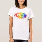 LGBTQのプライドのしぶきの水彩画の虹のティー Tシャツ (正面)