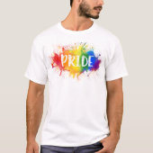 LGBTQのプライドのしぶきの水彩画の虹のワイシャツ Tシャツ (正面)