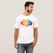 LGBTQのプライドのしぶきの水彩画の虹のワイシャツ Tシャツ (正面フル)