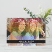 LGBTQのミセスとミセス透明なハートフォトオーバーレイ セーブザデート (スタンド正面)