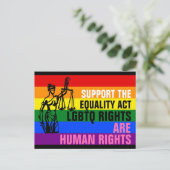 LGBTQの権利は人権ゲイプライド国旗 ポストカード (スタンド正面)