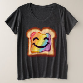 LGBTQの笑みを浮かべたトーストのスライス鮮やかはr プラスサイズTシャツ