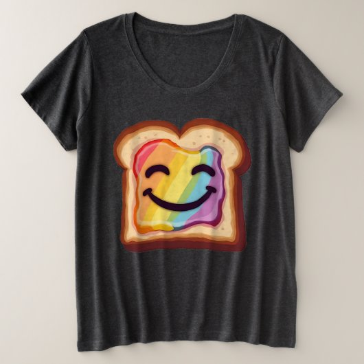 LGBTQの笑みを浮かべたトーストのスライス鮮やかはr プラスサイズTシャツ (デザイン正面)
