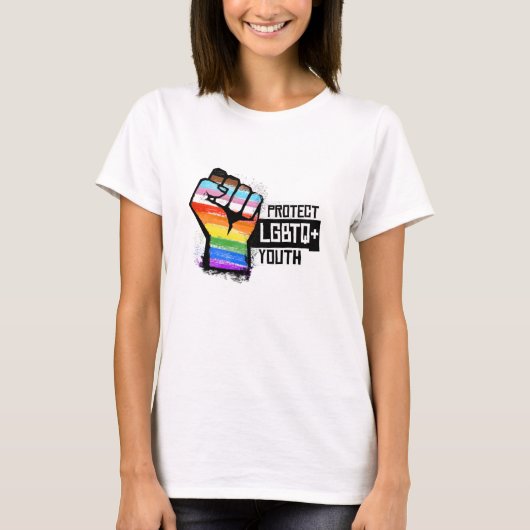 LGBTQの若者を守ろう Tシャツ (正面)